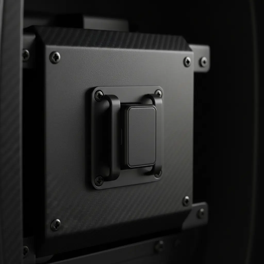 Close up of tracker mount hardware